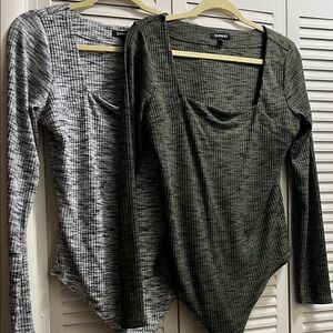 Express Women's Long Sleeve Bodysuits - Black and Olive